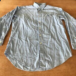 Ralph Lauren Yarmouth Shirt Men 15 32/33 Blue Striped Button Down Long Sleeve